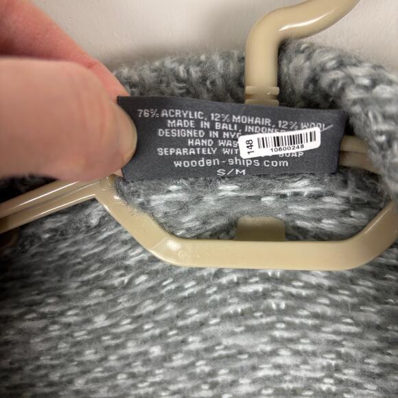 Wooden Ships (Anthropologie) Gray cardigan S/M mohair wool cozy minimalist comfy - Picture 7 of 7
